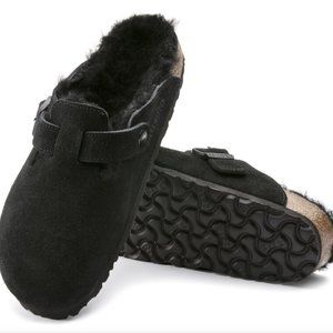 BIRKENSTOCK SHEARLING BOSTON SLIDES